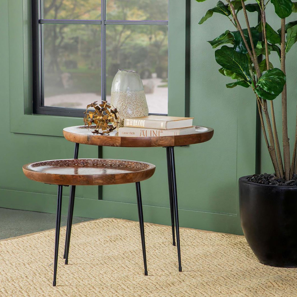 Honey and Black 2-Piece Nesting Table by Blak Hom