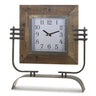 Wood Square Clock on Rustic Metal Stand 17.5"H