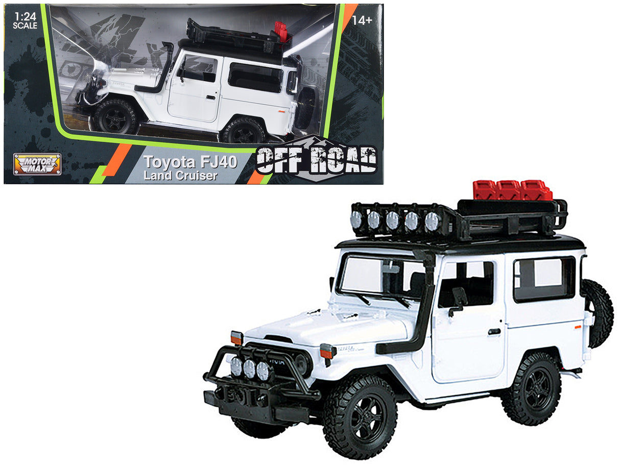 Toyota FJ40 Land Cruiser White "4x4 Overlanders" Series 1/24 Diecast Model Car by Motormax