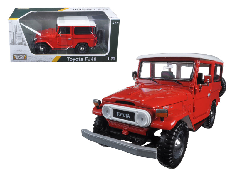 Toyota FJ40 Red with White Top 1/24 Diecast Model Car by Motormax