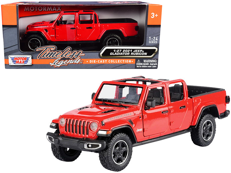 2021 Jeep Gladiator Rubicon (Open Top) Pickup Truck Red 1/24-1/27 Diecast Model Car by Motormax