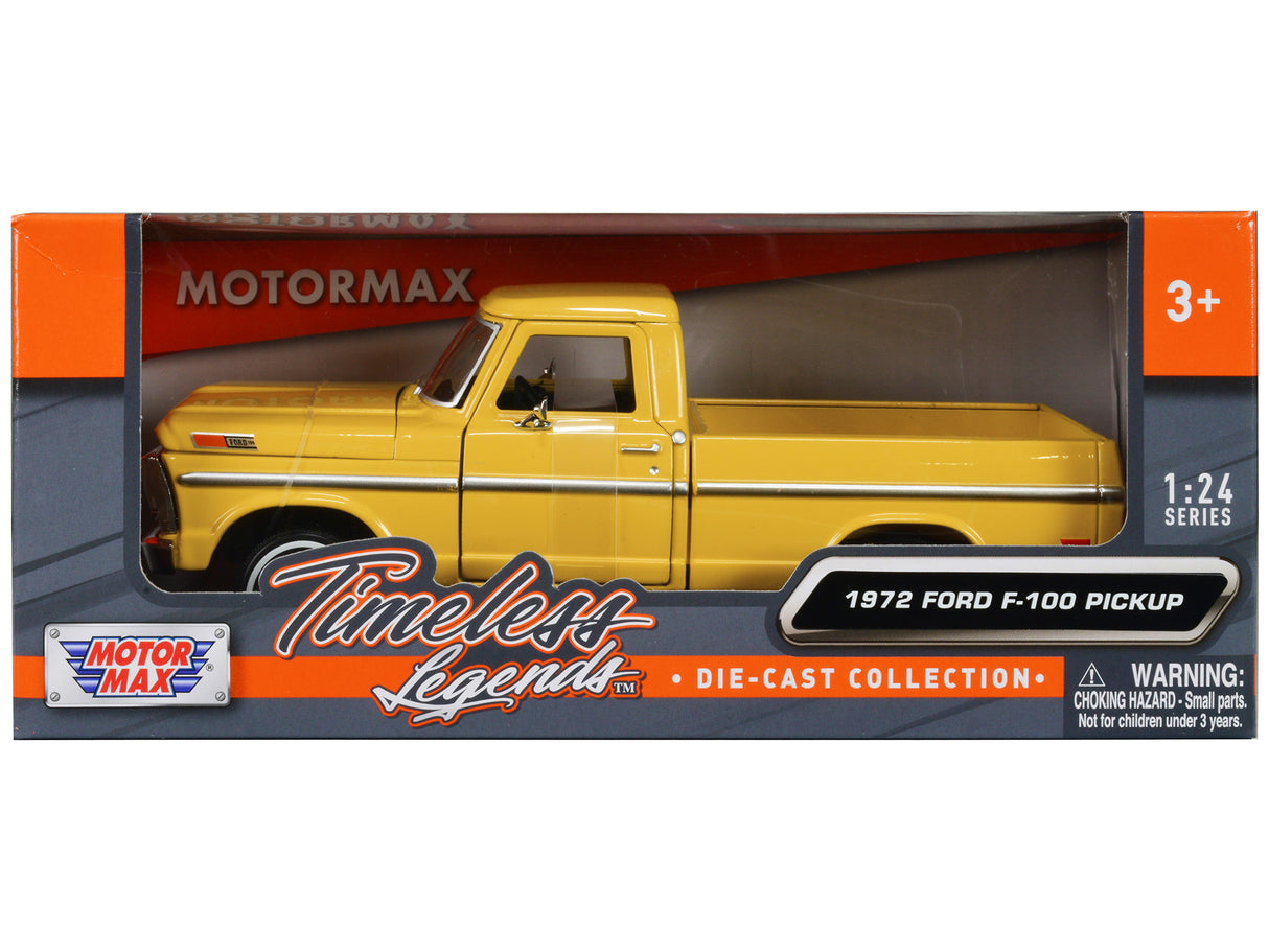 1972 Ford F-100 Pickup Truck Yellow "Timeless Legends" Series 1/24 Diecast Model Car by Motormax