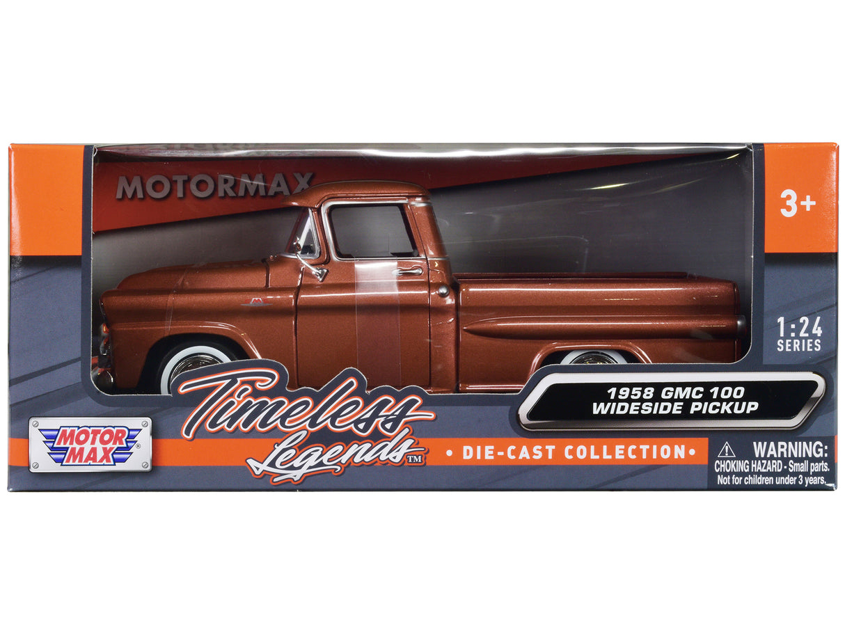 1958 GMC 100 Wideside Pickup Truck Brown Metallic "Timeless Legends" Series 1/24 Diecast Model Car by Motormax