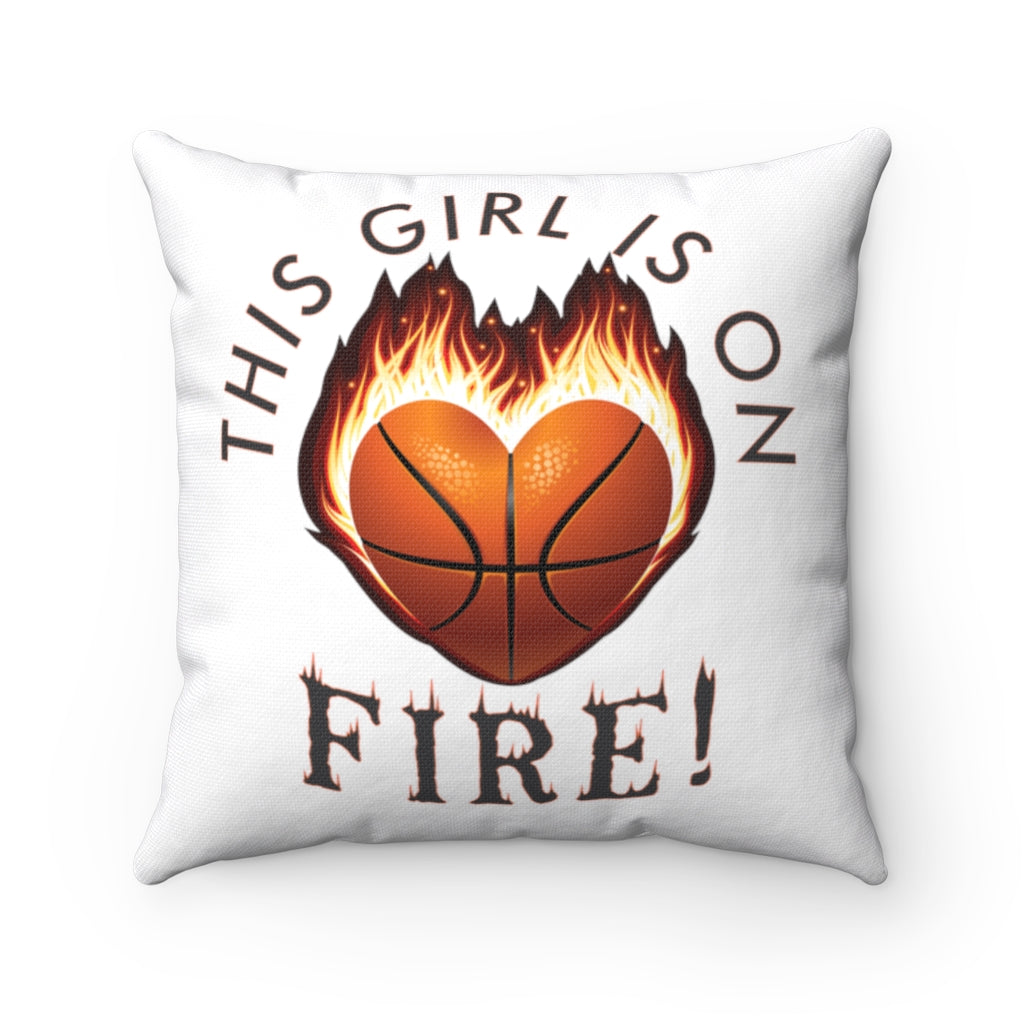 Girl on Fire Basketball Pillow by NoExcuse Apparel