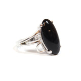 Vintage Ring Genuine Onyx 18k White Gold Electroplated Cocktail Ring Made in USA by PVD Vintage Jewelry