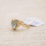 Vintage 1970s Heart Shape Ring with Clear Austrian Crystal 18k Yellow Gold Electroplated by PVD Vintage Jewelry