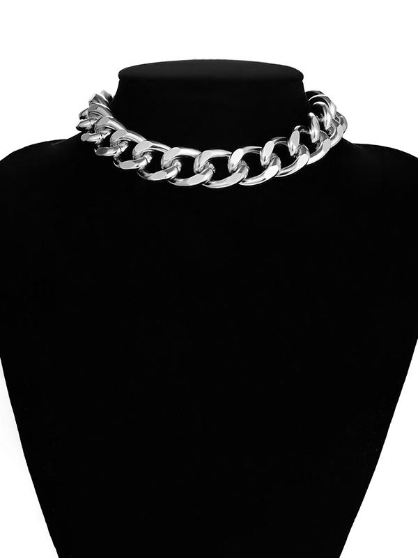 Punk Choker Hip Hop Big Chunky Aluminum Thick Chain Necklace by migunica