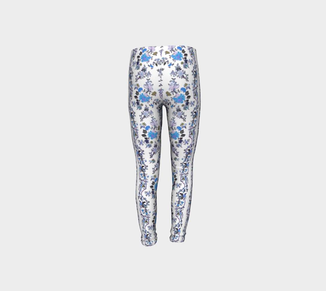 Folclore Oriental blue flower, Eco friendly Leggings by Stardust