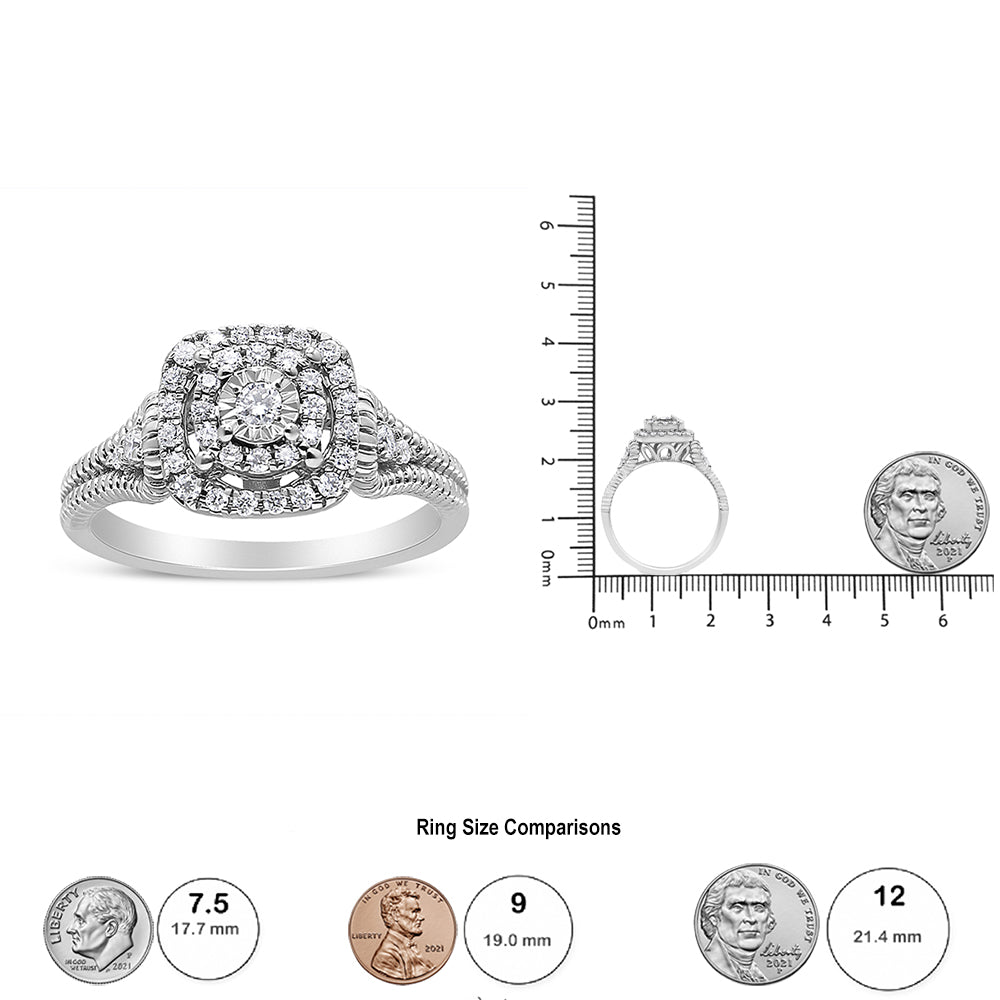 .925 Sterling Silver 1/3 Cttw Miracle Set Round-Cut Diamond Cocktail Ring (H-I Color, I1-I2 Clarity) by Infinite Jewels