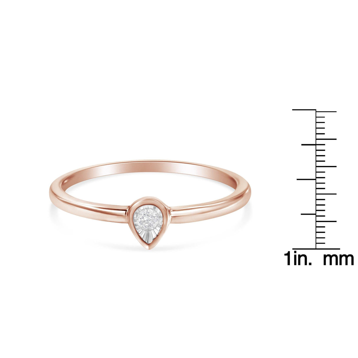 14K Rose Gold Plated .925 Sterling Silver 1/20 Carat Diamond Teardrop Pear-Shaped Miracle Set Petite Fashion Ring (J-K Color, I1-I2 Clarity) by Haus of Brilliance