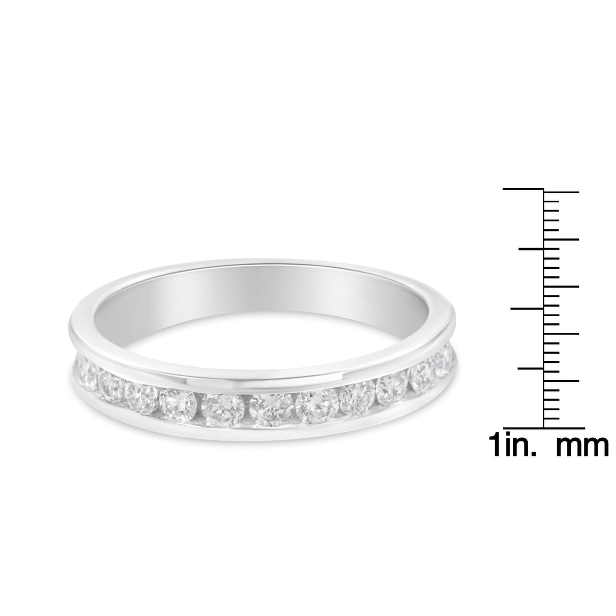 IGI Certified 1/2 Cttw Round Brilliant Cut Diamond 18K White Gold Channel Set Eternity Style Wedding Band Ring (H-I Color, I1-I2 Clarity) by Infinite Jewels