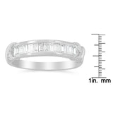 .925 Sterling Silver 1/2 Cttw Baguette Cut Diamond Channel Set X-Station Wedding Ring (H-I Color, I1-I2 Clarity) by Infinite Jewels