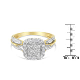 10K Yellow Gold 1.0 Cttw Diamond Composite Cushion-Shape Halo 3-Band-Look Engagement Ring (H-I Color, SI1-SI2 Clarity) by Infinite Jewels