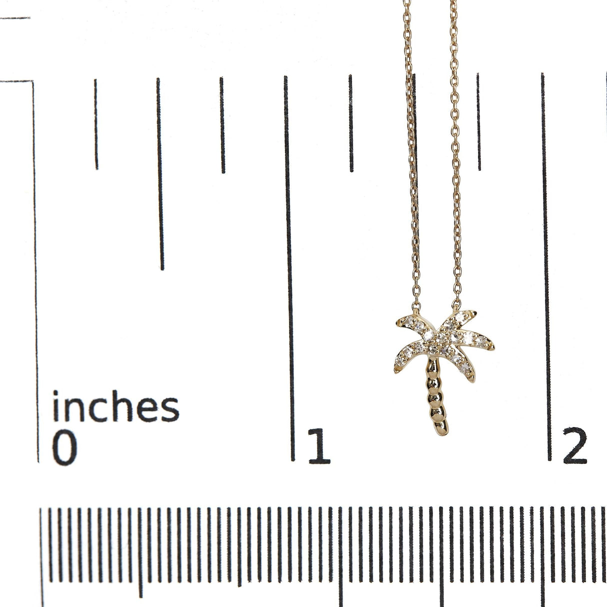 10K Yellow Gold 1/10 Cttw Round Diamond Palm Tree 18" Inch Pendant Necklace (H-I Color, I1-I2 Clarity) by Infinite Jewels