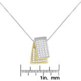 14K Gold 1.0 Cttw Princess Cut Diamond Two Tone Foldover Box Pendant 18” Box Chain Necklace (H-I Color, SI2-I1 Clarity) by Infinite Jewels