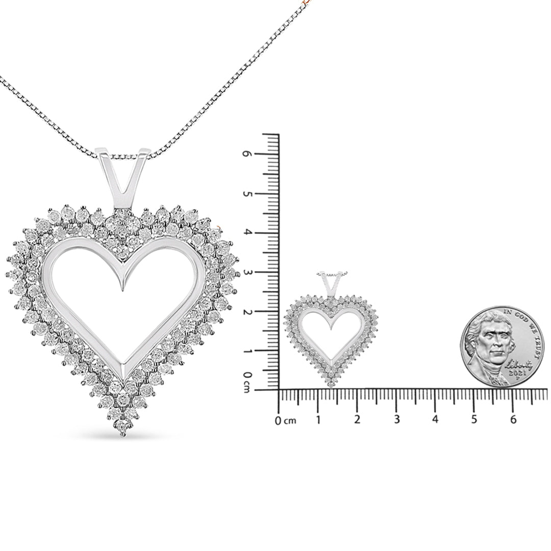 .925 Sterling Silver Diamond Heart 18" Pendant Necklace (I-J Color, I2-I3 Clarity) by Haus of Brilliance