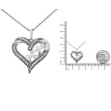 .925 Sterling Silver 1/4 cttw Diamond Engraved "Mom" in Heart Pendant Necklace (I-J Color, I3 Clarity) by Haus of Brilliance