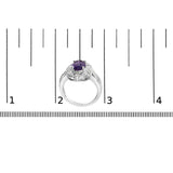 .925 Sterling Silver 9x7mm Oval Purple Amethyst and Round Diamond Accent Fashion Cocktail Ring (I-J Color, I1-I2 Clarity) by Infinite Jewels