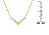 14K Yellow and White Gold 1/4 Cttw Princess Cut Diamond Channel-Set “V” Shape 18" Pendant Necklace (H-I Color, SI2-I1 Clarity) by Infinite Jewels