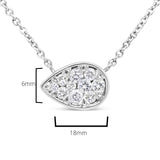 14K White Gold 1/4 Cttw Round Diamond Composite Teardrop Shape 18" Pendant Necklace - (G-H Color, SI2-I1 Clarity) by Infinite Jewels