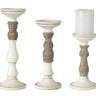 Ivory Candle Holder with Wood Accent (Set of 3)