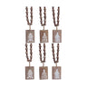 Rustic Wood Tree Tag Ornament with Beaded Hanger (Set of 6)