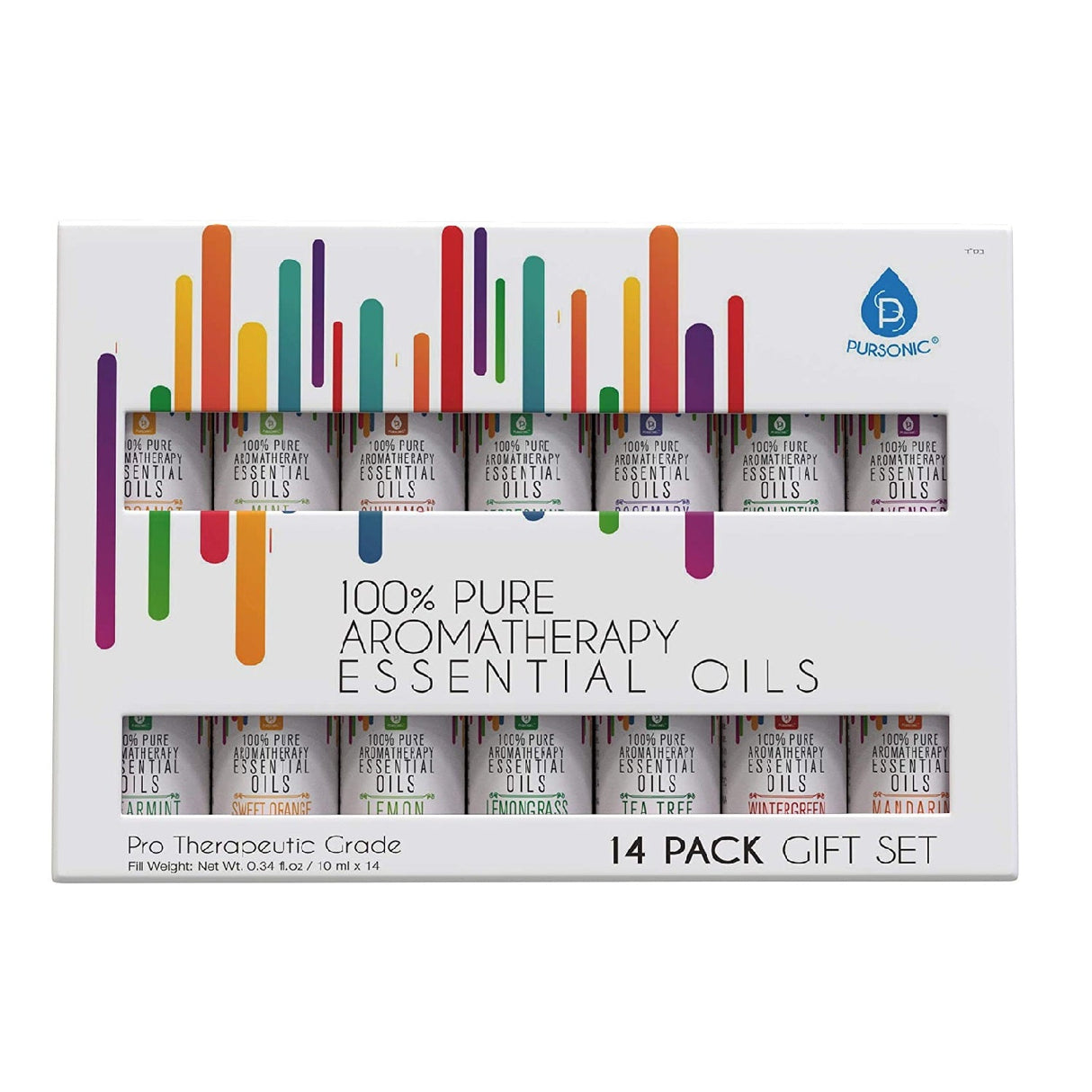 14 Pack of 100% Pure Essential Aromatherapy Oils by Pursonic