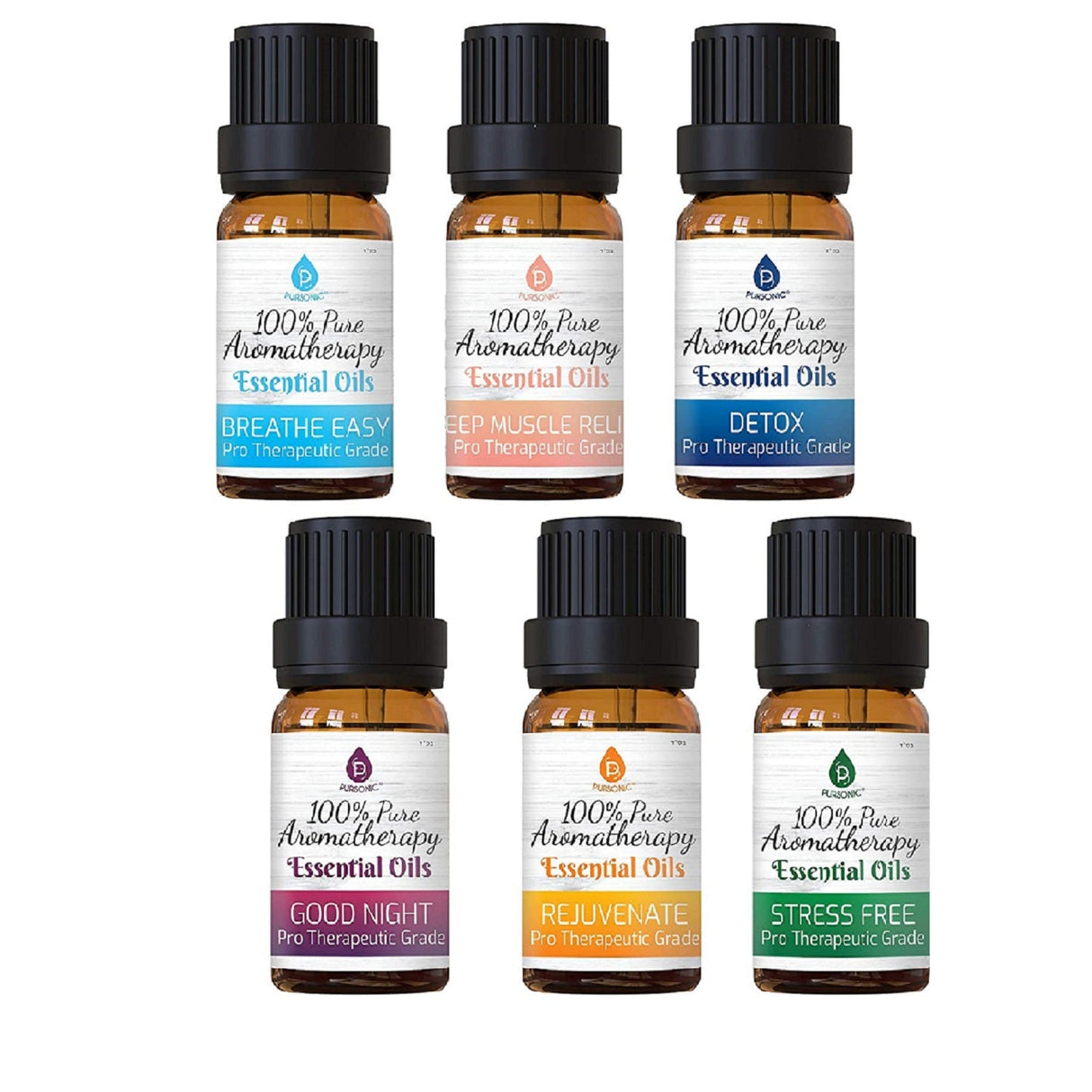 6 Pack of 100% Pure Essential Aromatherapy Oils Blends by Pursonic