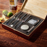 Tequila Shot Glass & Salt Gift Set for Men & Women | Six Agave Shot Glasses, Knife For Limes, One Skull Coaster, One Salt Tin | Skeleton Mahogany Wood Box Package For Tequila, Liquor Lovers by The Wine Savant