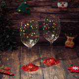 Stemmed Christmas Lights Wine Glasses Set of 2 - Hand Painted Wine Glass Ornament Light Bulbs Glasses, Perfect for Wine, Champagne, Holiday Parties and Festivities - 9.5" High, 21 oz Capacity by The Wine Savant