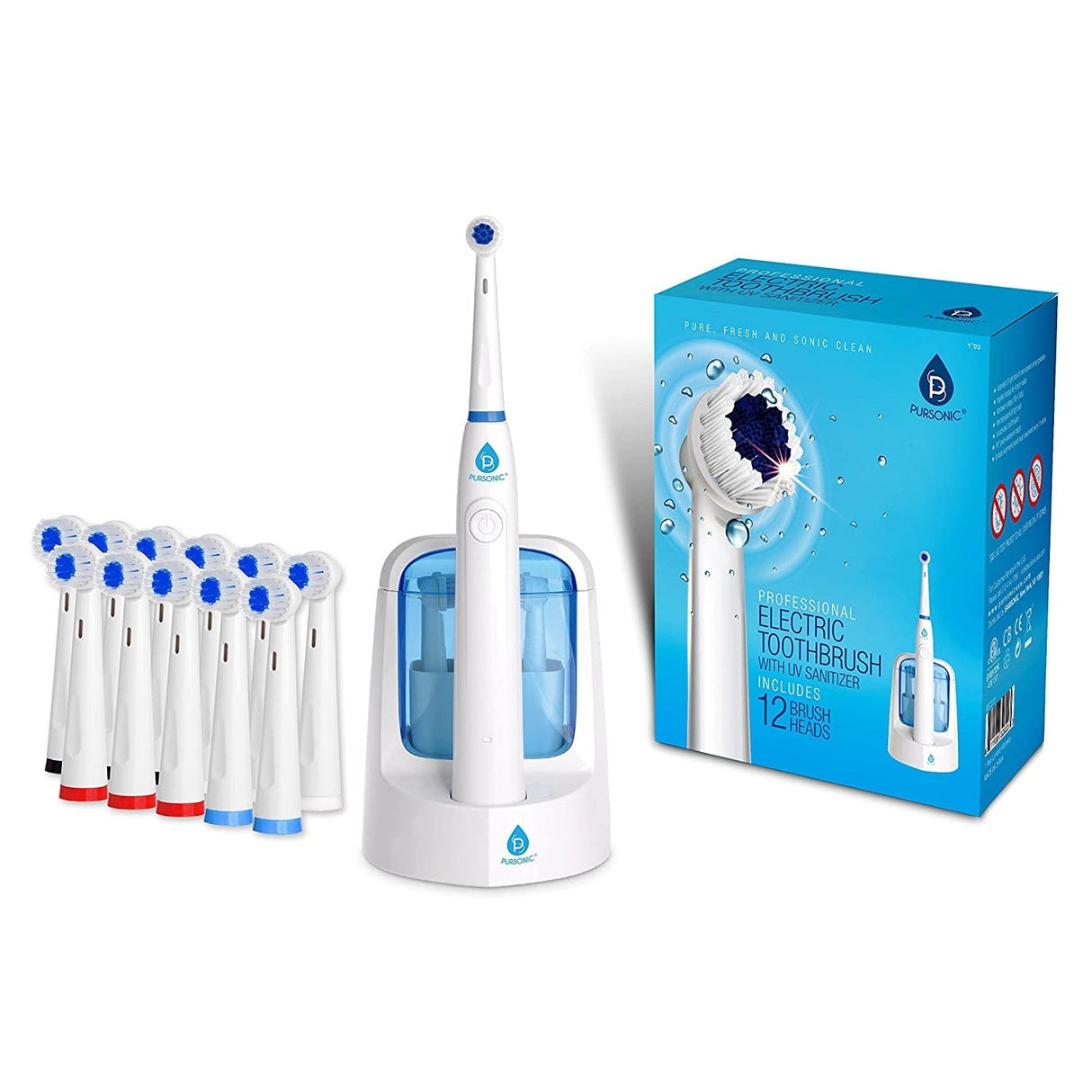 Power Rechargeable Electric Toothbrush With UV Sanitizing Function by Pursonic