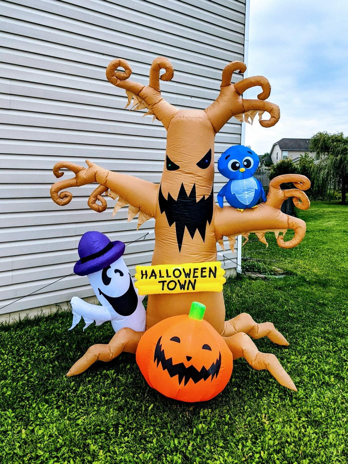 8 FT Halloween Inflatables Outdoor Dead Tree with White Ghost, Pumpkin #ns23 _mkpt4 by Js House - Vysn