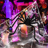 Giant Spider Web Set for Halloween Decorations Outdoor with 59" Large Spider 275" #ns23 _mkpt4 by Js House - Vysn