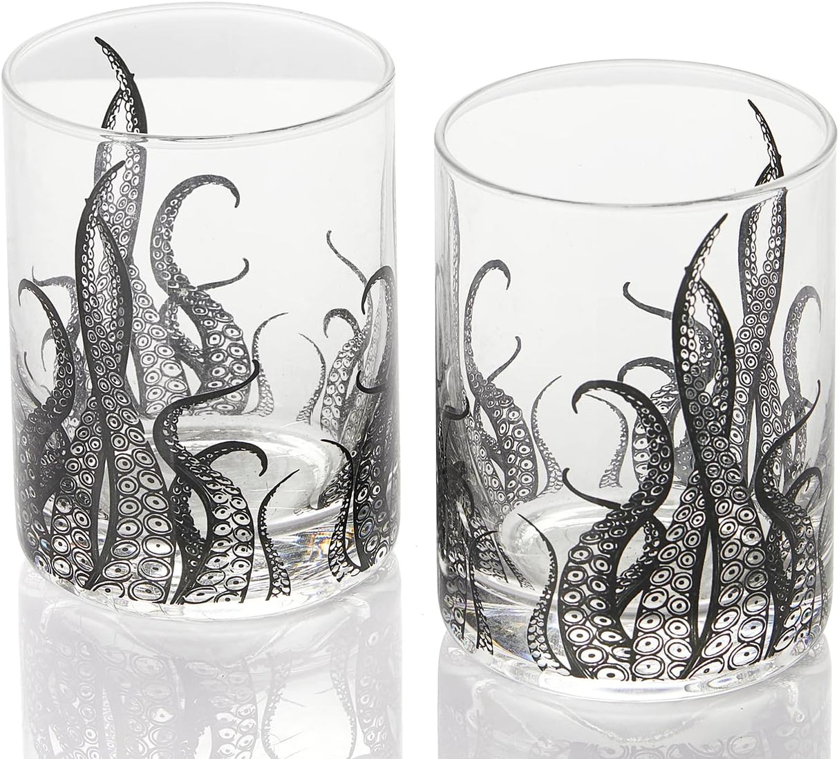 Octopus Tentacle Whiskey Glassware | Set of 2 | 9 OZ Handmade Craft Beer, Cocktail, Water, Bar Rock Glass - Kraken Tumbler Gift Set, Old Fashioned Rocks Glasses, Antique Design Extraordinary Detail by The Wine Savant