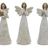 Beige Floral Etched Angel Figurine (Set of 3)
