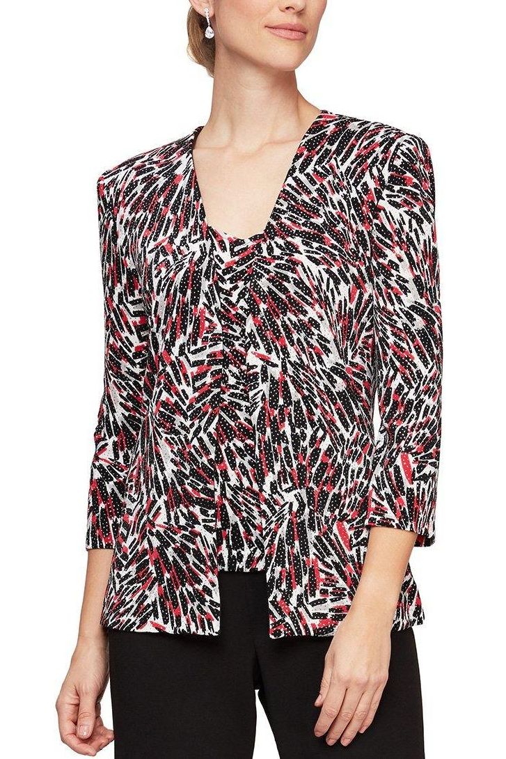 Alex Evenings V-Neck Sleeveless Embellished Jersey Top with Matching Jacket by Curated Brands