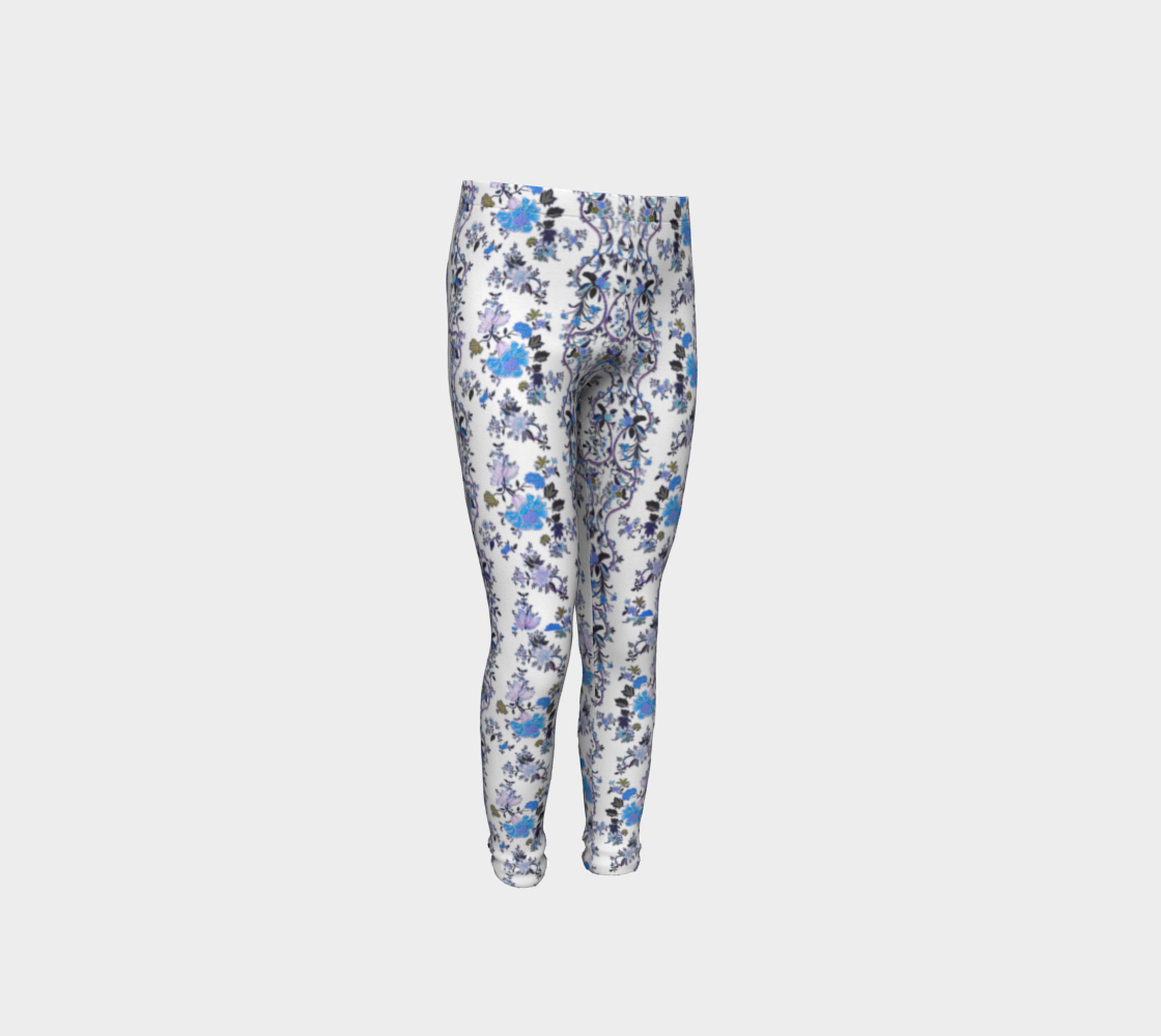 Folclore Oriental blue flower, Eco friendly Leggings by Stardust