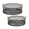 Round Woven Bamboo Trays with Rattan Handle Accent (Set of 2)