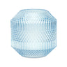 Diamond Pattern Blue Glass Vase or Candle Holder 8"H