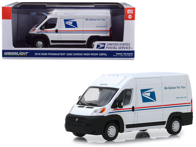 2018 RAM ProMaster 2500 Cargo High Roof Van "United States Postal Service" (USPS) White 1/43 Diecast Model Car by Greenlight