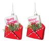 Glittered Glass Santa Letter Ornament (Set of 12)
