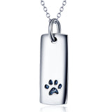 Ladies Glossy Square Dog Paw Print Tag Necklace by Furr Baby Gifts