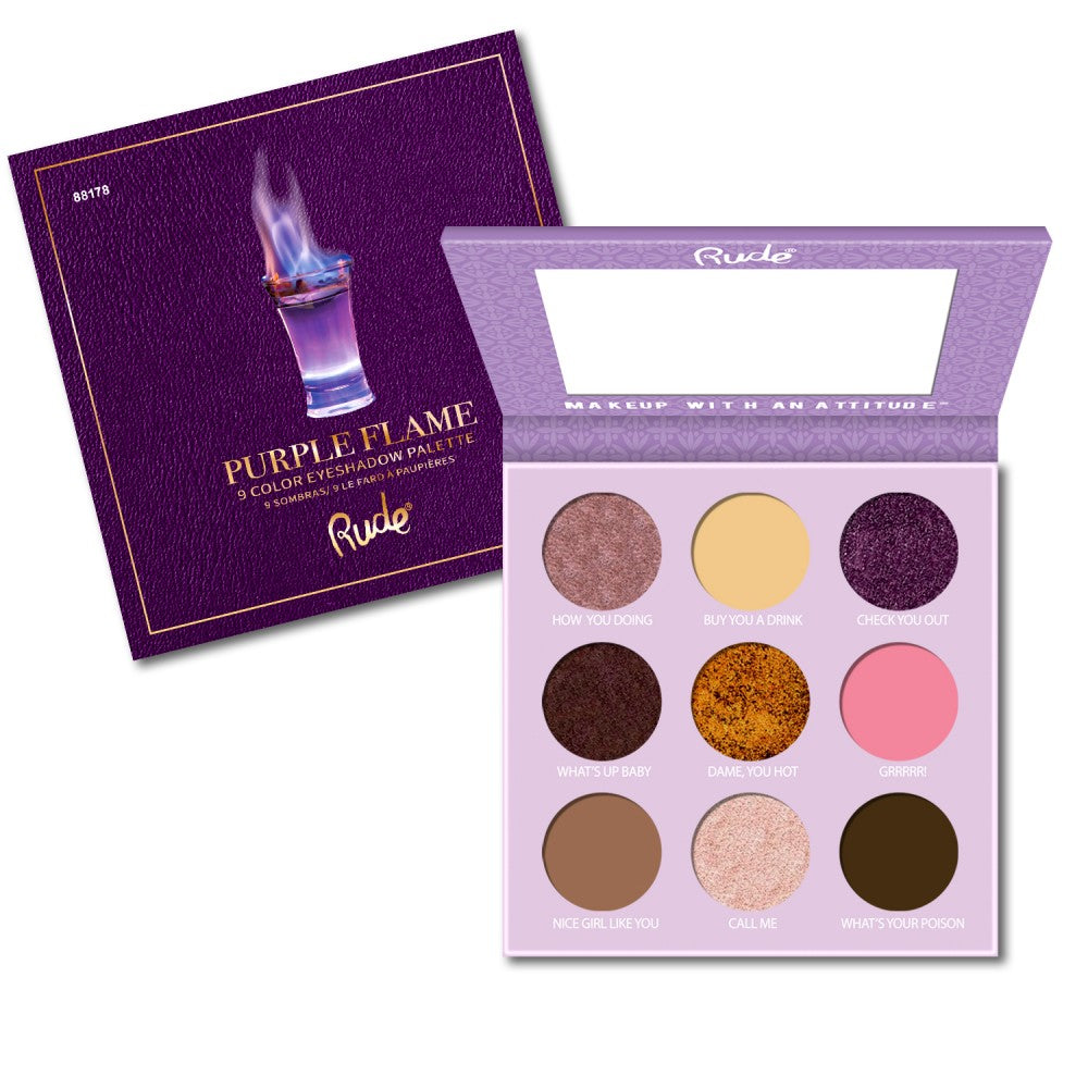 RUDE Cocktail Party 9 Color Eyeshadow Palette - Purple Flame