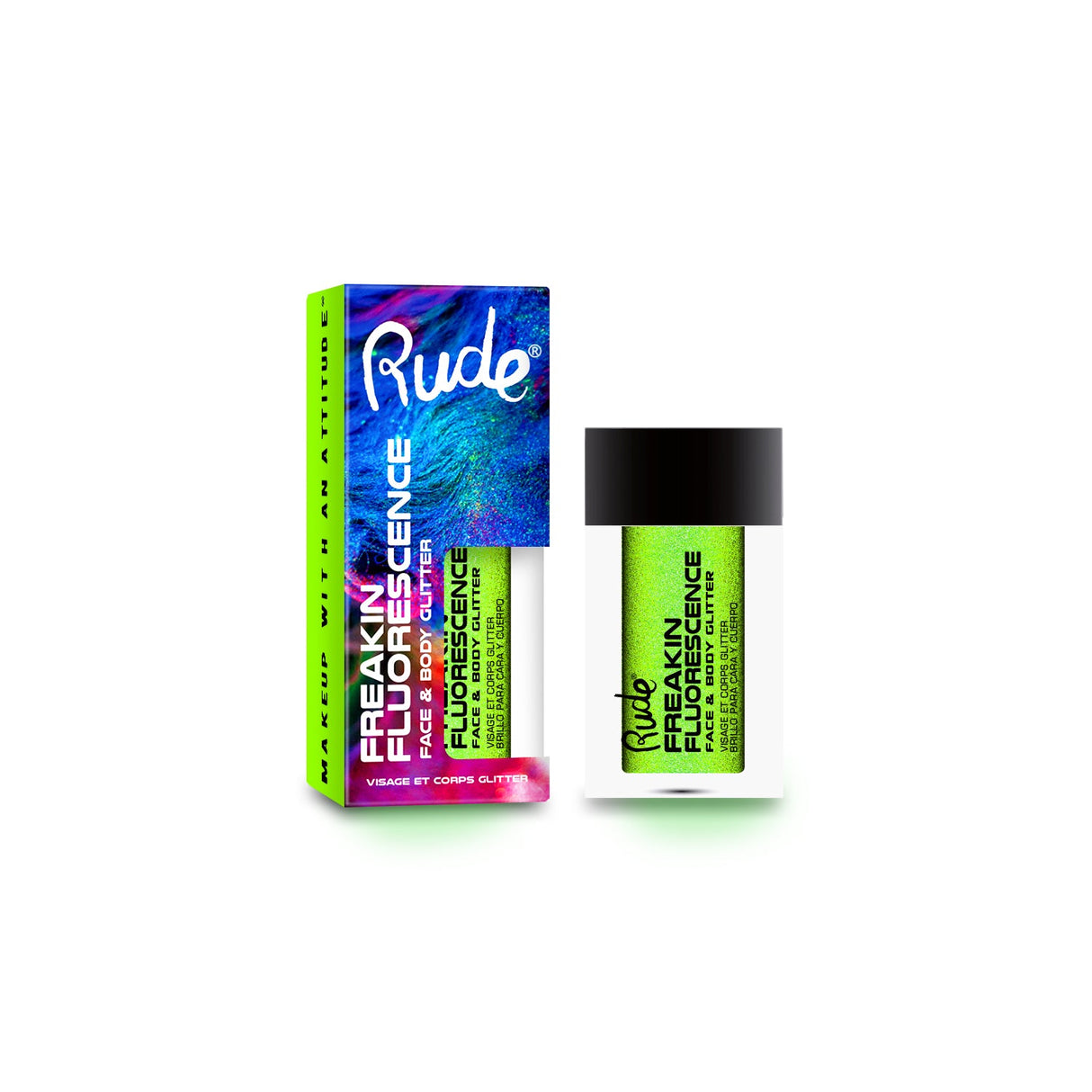 RUDE Freakin Fluorescence Face & Body Glitter - Rave Wave