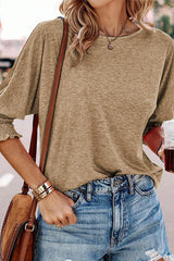 Round Neck Three-Quarter Sleeve Top