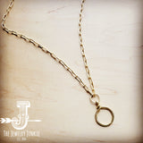 Matte Gold Necklace w/ Matte Gold Circle Pendant 254n by The Jewelry Junkie