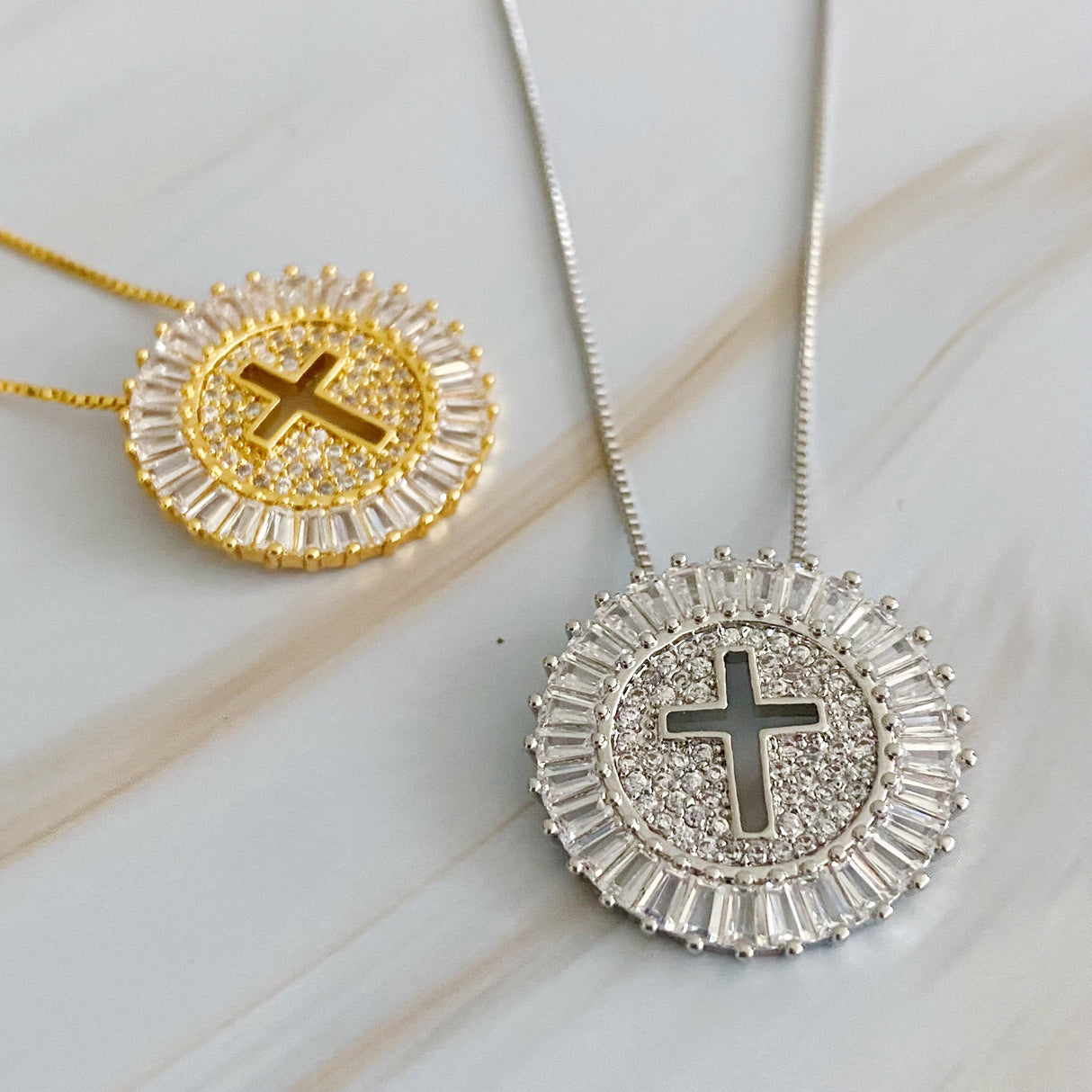 Shine Circle Cross Necklace by Ellisonyoung.com