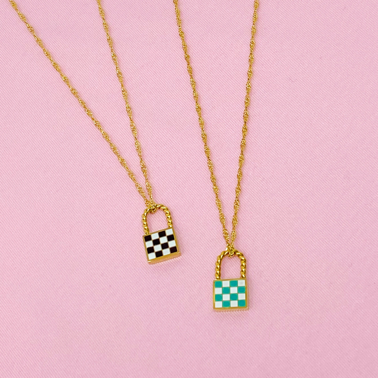 Checkered Locket Necklace by Ellisonyoung.com