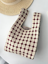 Plaid Woven Handbag by migunica