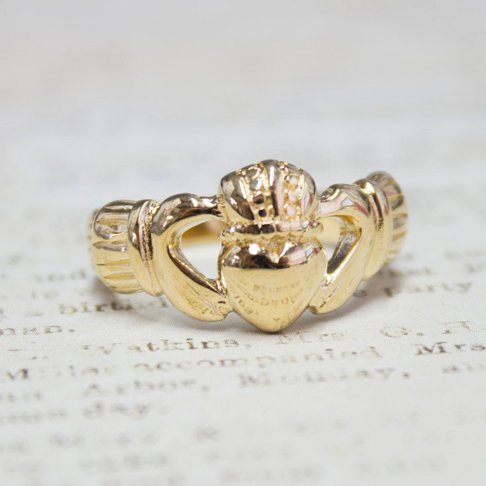 Handcrafted Vintage Ring 18k Gold Irish Claddagh Ring Antique #R1768 Antique Rings Jewelry by PVD Vintage Jewelry